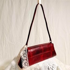 Vintage‎ Lelya Red Snakeskin Shoulder Bag